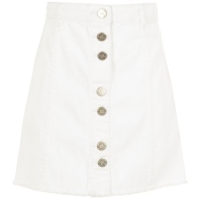 Girls white button-up A-line skirt